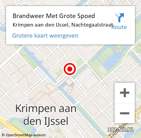 Locatie op kaart van de 112 melding: Brandweer Met Grote Spoed Naar Krimpen aan den IJssel, Nachtegaalstraat op 1 februari 2024 17:21