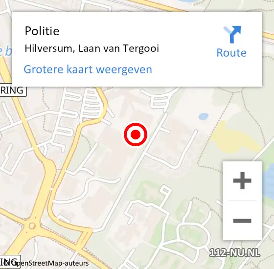 Locatie op kaart van de 112 melding: Politie Hilversum, Laan van Tergooi op 1 februari 2024 17:48
