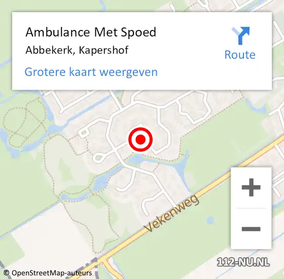 Locatie op kaart van de 112 melding: Ambulance Met Spoed Naar Abbekerk, Kapershof op 1 februari 2024 17:59