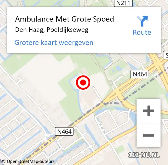 Locatie op kaart van de 112 melding: Ambulance Met Grote Spoed Naar Den Haag, Poeldijkseweg op 1 februari 2024 18:06