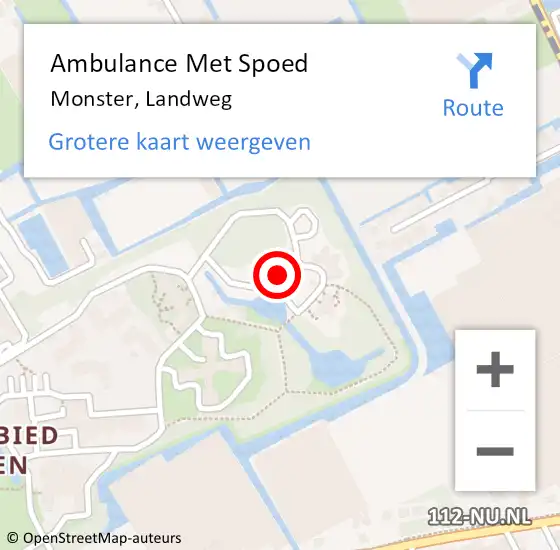 Locatie op kaart van de 112 melding: Ambulance Met Spoed Naar Monster, Landweg op 1 februari 2024 18:19