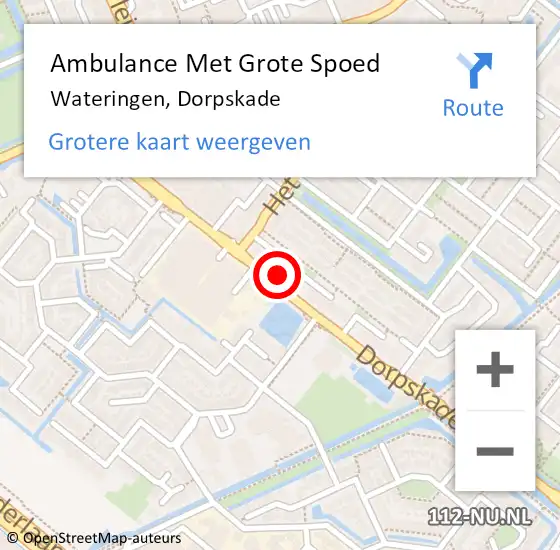 Locatie op kaart van de 112 melding: Ambulance Met Grote Spoed Naar Wateringen, Dorpskade op 1 februari 2024 18:19