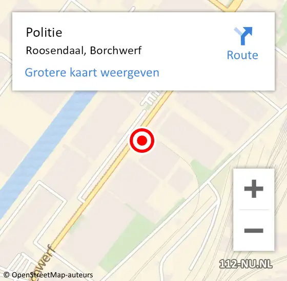 Locatie op kaart van de 112 melding: Politie Roosendaal, Borchwerf op 1 februari 2024 18:27