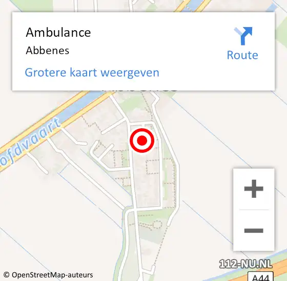 Locatie op kaart van de 112 melding: Ambulance Abbenes op 1 februari 2024 18:31