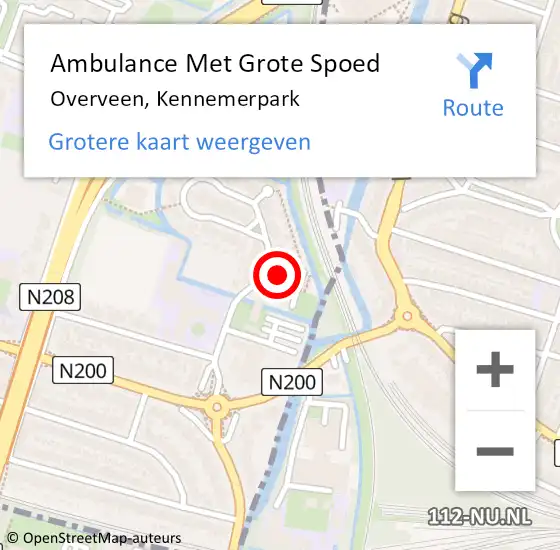 Locatie op kaart van de 112 melding: Ambulance Met Grote Spoed Naar Overveen, Kennemerpark op 1 februari 2024 18:48