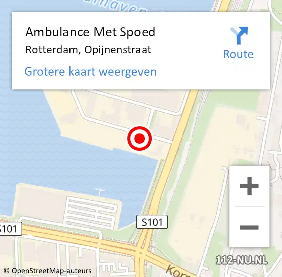 Locatie op kaart van de 112 melding: Ambulance Met Spoed Naar Rotterdam, Opijnenstraat op 1 februari 2024 18:49