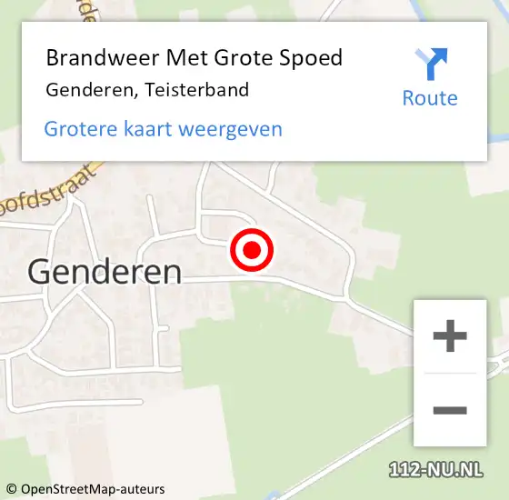 Locatie op kaart van de 112 melding: Brandweer Met Grote Spoed Naar Genderen, Teisterband op 1 februari 2024 19:03