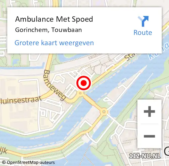 Locatie op kaart van de 112 melding: Ambulance Met Spoed Naar Gorinchem, Touwbaan op 1 februari 2024 19:30
