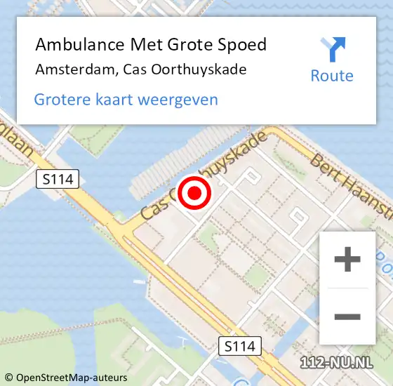 Locatie op kaart van de 112 melding: Ambulance Met Grote Spoed Naar Amsterdam, Cas Oorthuyskade op 1 februari 2024 19:37