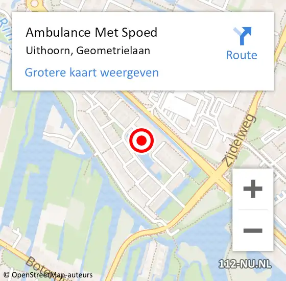 Locatie op kaart van de 112 melding: Ambulance Met Spoed Naar Uithoorn, Geometrielaan op 1 februari 2024 19:39