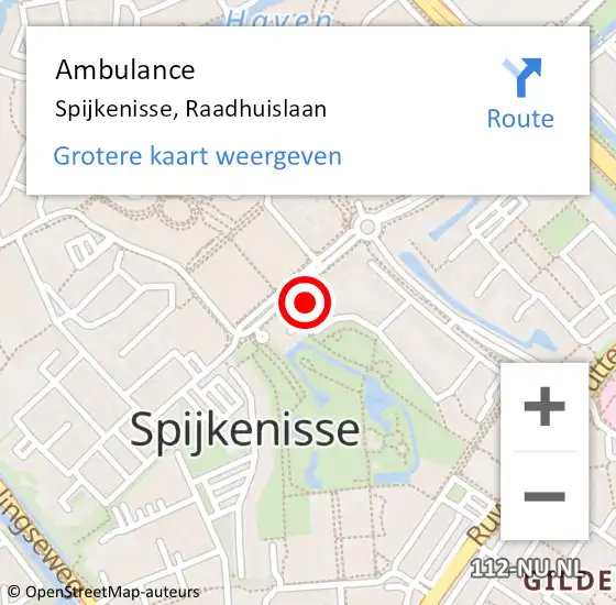 Locatie op kaart van de 112 melding: Ambulance Spijkenisse, Raadhuislaan op 1 februari 2024 19:40