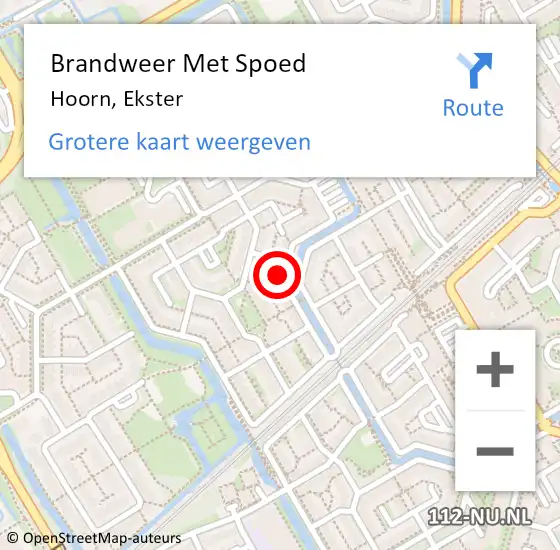 Locatie op kaart van de 112 melding: Brandweer Met Spoed Naar Hoorn, Ekster op 1 februari 2024 19:58