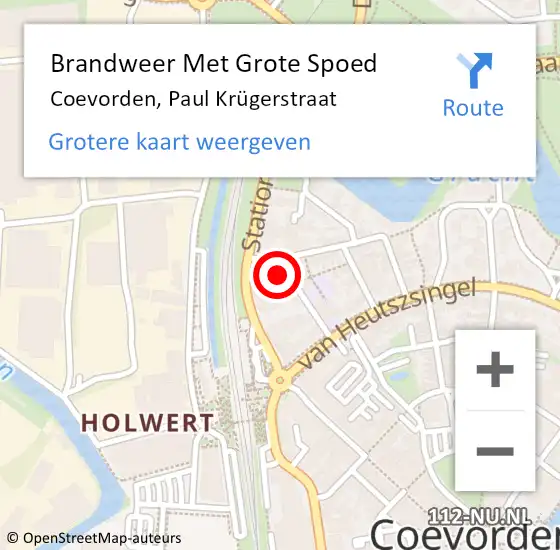 Locatie op kaart van de 112 melding: Brandweer Met Grote Spoed Naar Coevorden, Paul Krügerstraat op 1 februari 2024 20:23