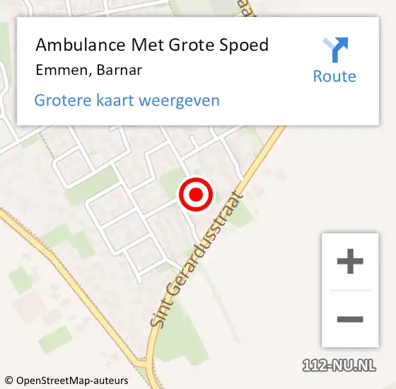 Locatie op kaart van de 112 melding: Ambulance Met Grote Spoed Naar Emmen, Barnar op 15 oktober 2013 14:14