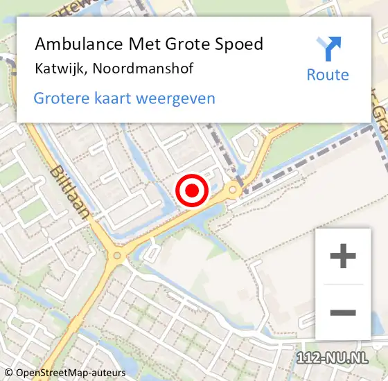 Locatie op kaart van de 112 melding: Ambulance Met Grote Spoed Naar Katwijk, Noordmanshof op 1 februari 2024 20:49