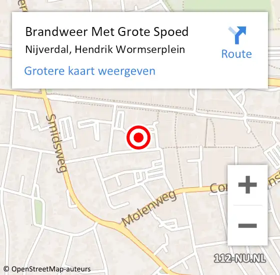 Locatie op kaart van de 112 melding: Brandweer Met Grote Spoed Naar Nijverdal, Hendrik Wormserplein op 1 februari 2024 21:00