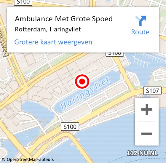 Locatie op kaart van de 112 melding: Ambulance Met Grote Spoed Naar Rotterdam, Haringvliet op 1 februari 2024 21:11