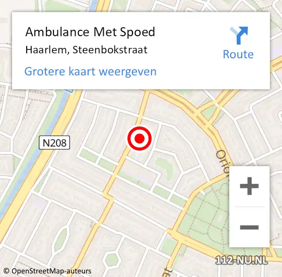 Locatie op kaart van de 112 melding: Ambulance Met Spoed Naar Haarlem, Steenbokstraat op 1 februari 2024 21:15