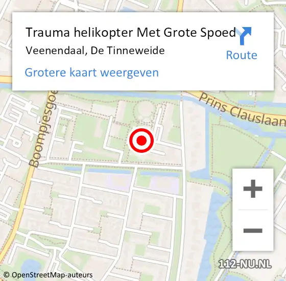 Locatie op kaart van de 112 melding: Trauma helikopter Met Grote Spoed Naar Veenendaal, De Tinneweide op 1 februari 2024 21:44