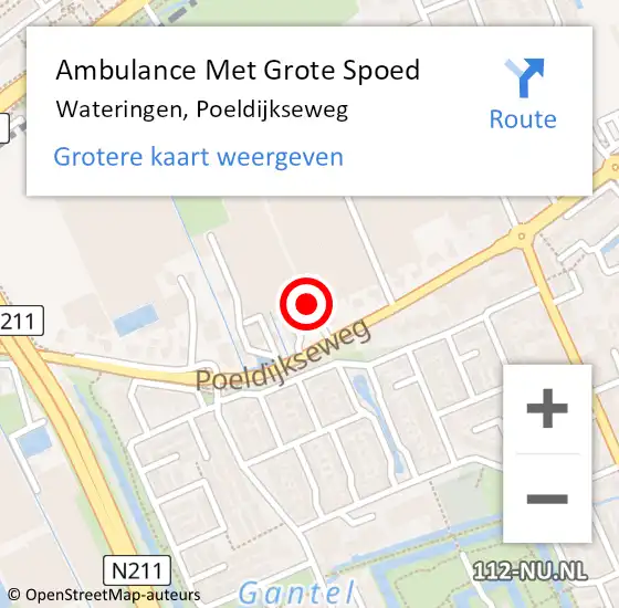 Locatie op kaart van de 112 melding: Ambulance Met Grote Spoed Naar Wateringen, Poeldijkseweg op 1 februari 2024 22:37