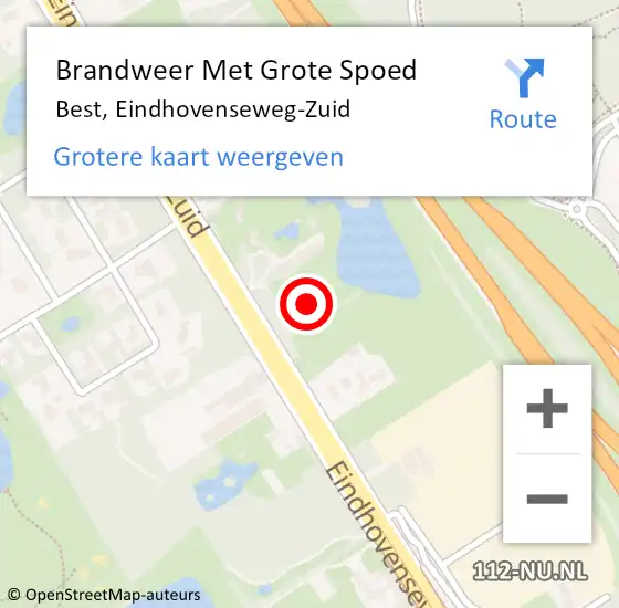 Locatie op kaart van de 112 melding: Brandweer Met Grote Spoed Naar Best, Eindhovenseweg-Zuid op 1 februari 2024 22:56