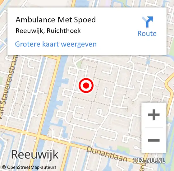 Locatie op kaart van de 112 melding: Ambulance Met Spoed Naar Reeuwijk, Ruichthoek op 1 februari 2024 23:03