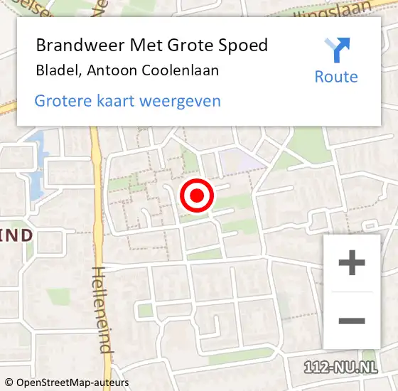 Locatie op kaart van de 112 melding: Brandweer Met Grote Spoed Naar Bladel, Antoon Coolenlaan op 1 februari 2024 23:19