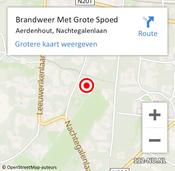 Locatie op kaart van de 112 melding: Brandweer Met Grote Spoed Naar Aerdenhout, Nachtegalenlaan op 1 februari 2024 23:22