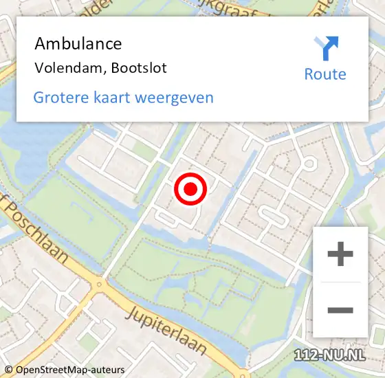 Locatie op kaart van de 112 melding: Ambulance Volendam, Bootslot op 1 februari 2024 23:47