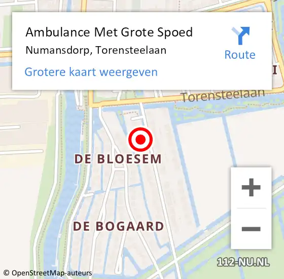 Locatie op kaart van de 112 melding: Ambulance Met Grote Spoed Naar Numansdorp, Torensteelaan op 1 februari 2024 23:59