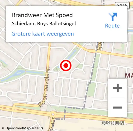 Locatie op kaart van de 112 melding: Brandweer Met Spoed Naar Schiedam, Buys Ballotsingel op 2 februari 2024 00:03