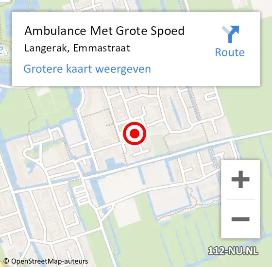 Locatie op kaart van de 112 melding: Ambulance Met Grote Spoed Naar Langerak, Emmastraat op 2 februari 2024 00:54