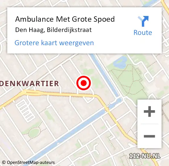 Locatie op kaart van de 112 melding: Ambulance Met Grote Spoed Naar Den Haag, Bilderdijkstraat op 2 februari 2024 00:57