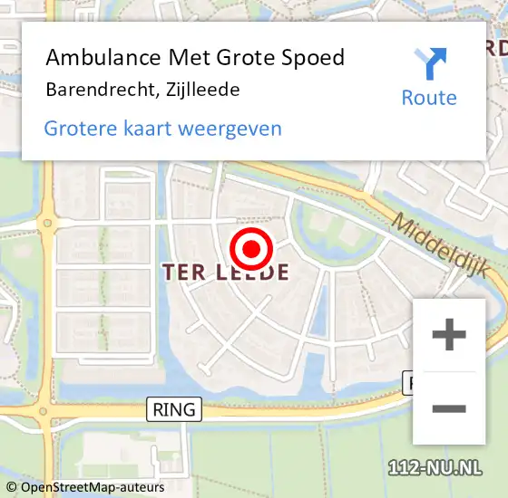 Locatie op kaart van de 112 melding: Ambulance Met Grote Spoed Naar Barendrecht, Zijlleede op 2 februari 2024 02:00