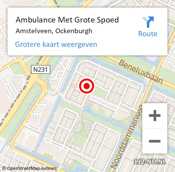 Locatie op kaart van de 112 melding: Ambulance Met Grote Spoed Naar Amstelveen, Ockenburgh op 2 februari 2024 02:37