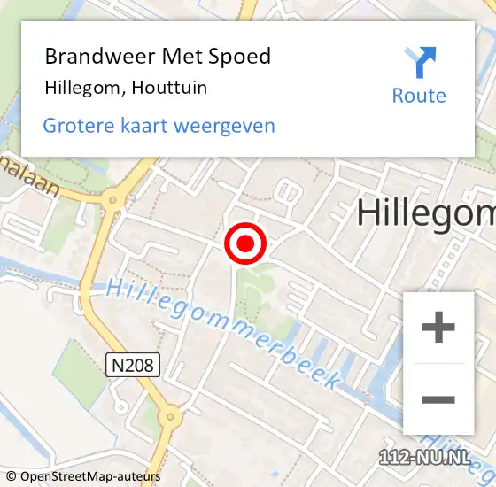 Locatie op kaart van de 112 melding: Brandweer Met Spoed Naar Hillegom, Houttuin op 24 september 2014 11:48