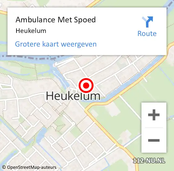 Locatie op kaart van de 112 melding: Ambulance Met Spoed Naar Heukelum op 2 februari 2024 03:35