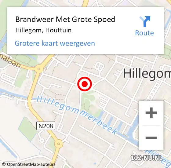 Locatie op kaart van de 112 melding: Brandweer Met Grote Spoed Naar Hillegom, Houttuin op 24 september 2014 11:49