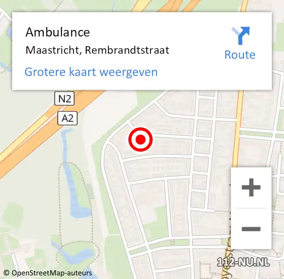 Locatie op kaart van de 112 melding: Ambulance Maastricht, Rembrandtstraat op 24 september 2014 11:50