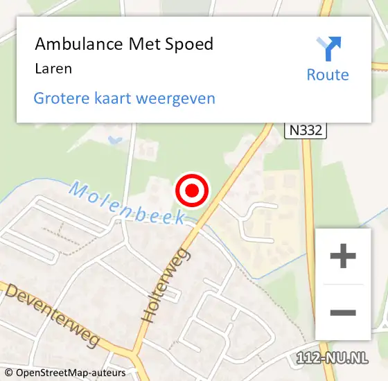Locatie op kaart van de 112 melding: Ambulance Met Spoed Naar Laren op 2 februari 2024 04:50