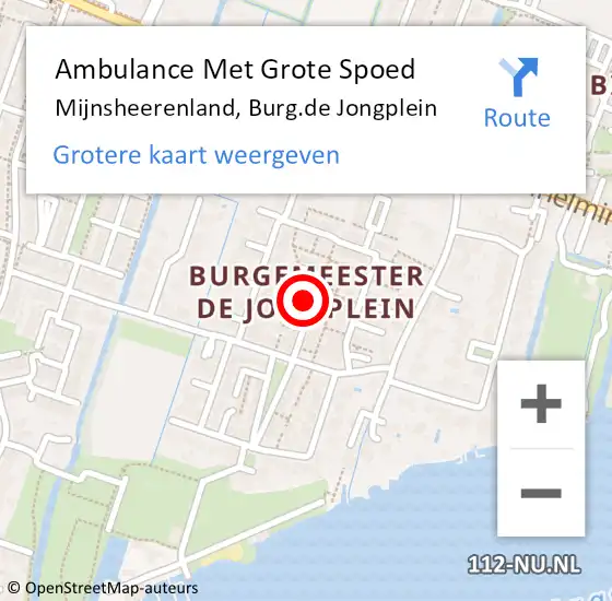 Locatie op kaart van de 112 melding: Ambulance Met Grote Spoed Naar Mijnsheerenland, Burg.de Jongplein op 2 februari 2024 06:15