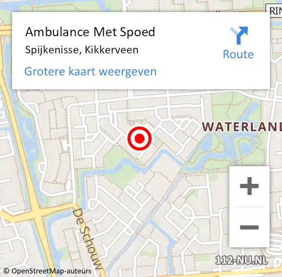 Locatie op kaart van de 112 melding: Ambulance Met Spoed Naar Spijkenisse, Kikkerveen op 2 februari 2024 06:29
