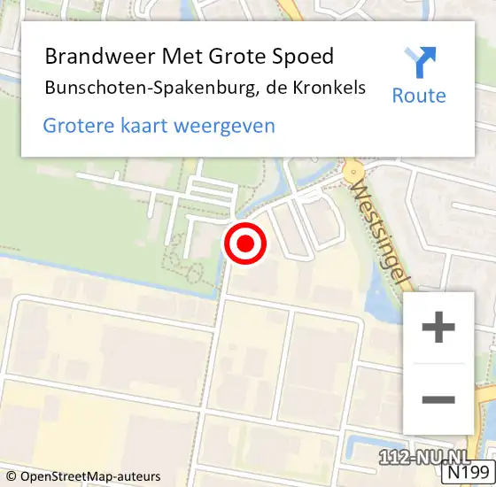 Locatie op kaart van de 112 melding: Brandweer Met Grote Spoed Naar Bunschoten-Spakenburg, de Kronkels op 2 februari 2024 07:07