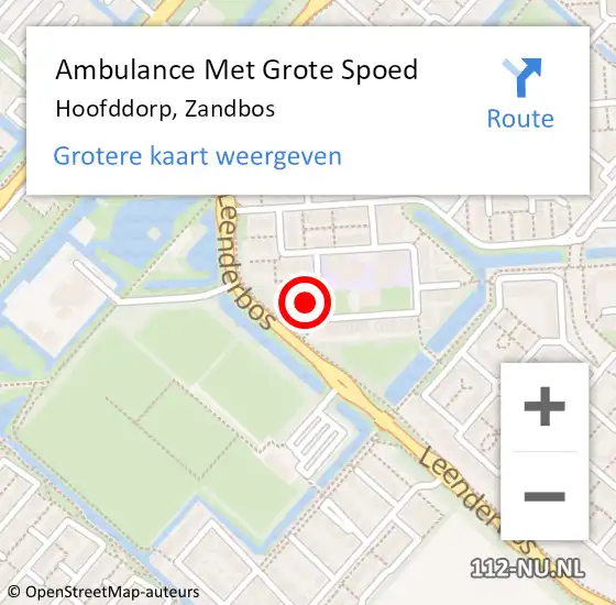 Locatie op kaart van de 112 melding: Ambulance Met Grote Spoed Naar Hoofddorp, Zandbos op 2 februari 2024 08:08