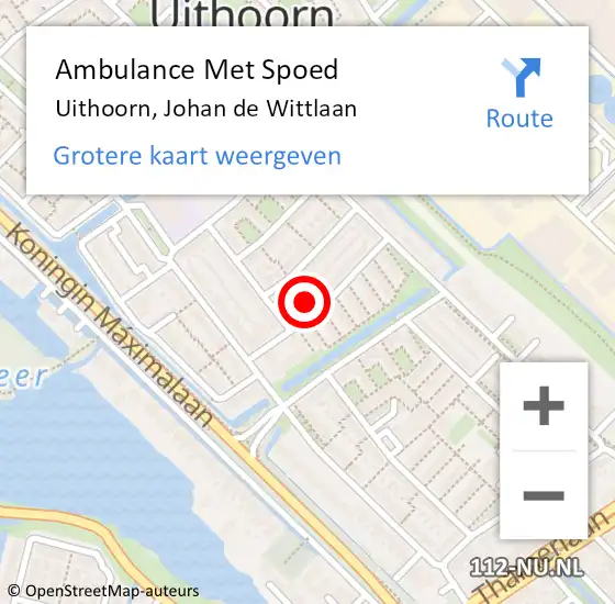 Locatie op kaart van de 112 melding: Ambulance Met Spoed Naar Uithoorn, Johan de Wittlaan op 2 februari 2024 08:24