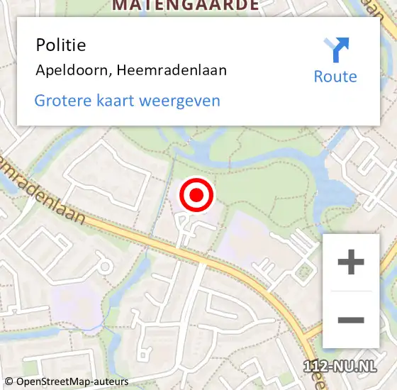 Locatie op kaart van de 112 melding: Politie Apeldoorn, Heemradenlaan op 2 februari 2024 08:34