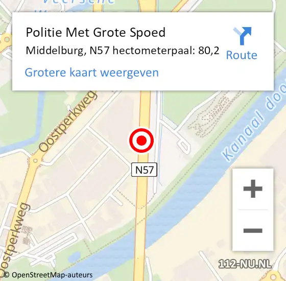Locatie op kaart van de 112 melding: Politie Met Grote Spoed Naar Middelburg, N57 hectometerpaal: 80,2 op 2 februari 2024 08:38
