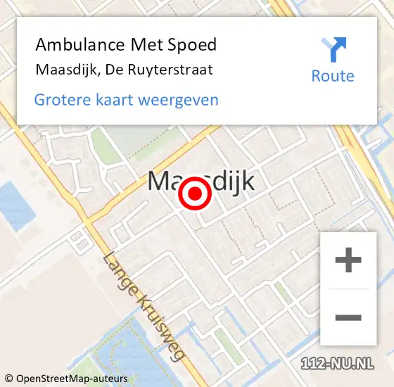 Locatie op kaart van de 112 melding: Ambulance Met Spoed Naar Maasdijk, De Ruyterstraat op 2 februari 2024 09:05