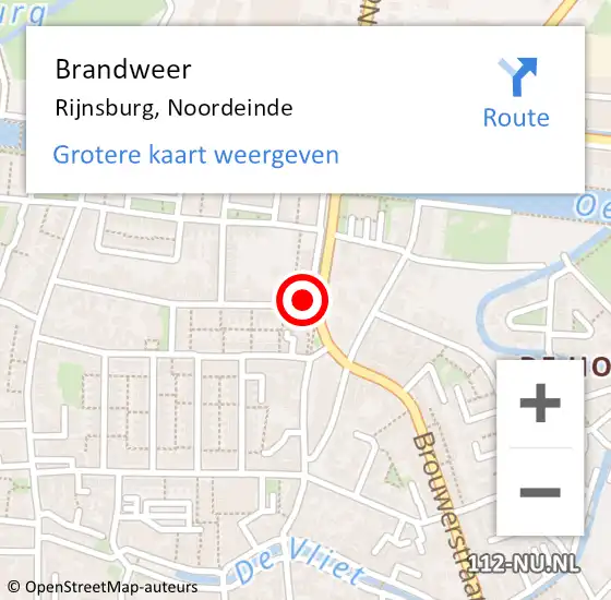 Locatie op kaart van de 112 melding: Brandweer Rijnsburg, Noordeinde op 2 februari 2024 09:09