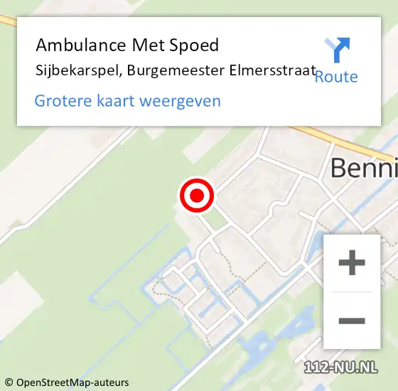 Locatie op kaart van de 112 melding: Ambulance Met Spoed Naar Sijbekarspel, Burgemeester Elmersstraat op 2 februari 2024 09:24